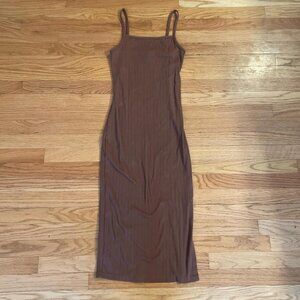 Brown Maxi Dress with Slit